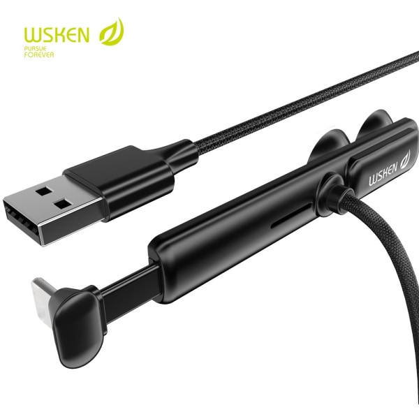 WSKEN Gaming 2 Type-C USB-C ladedatasynkroniseringskabel 1,2 m sugeplugg Black