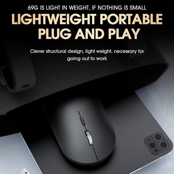 T - WOLF X2 Uppladdningsbar 2,4G+Bluetooth trådlös mus dator pc Svart