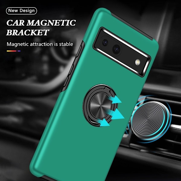 Hybrid-etui med fingerreim og kickstand for Google Pixel 8a Green