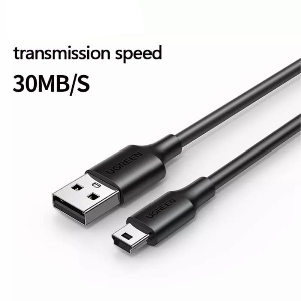 0,5 m USB-A uros-5-nastainen mini-USB-uros-tiedonsiirtolataus Black