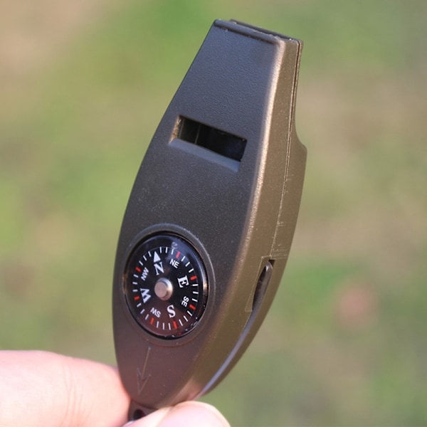 Multifunktion 4 i 1 Visselpipa Kompass Förstoringsglas Termometer Grön one size