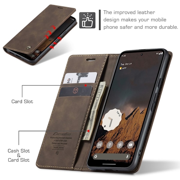 CASEME Til Google Pixel 9 Pro / Pixel 9 Etui Stativ Telefon Cover Brown