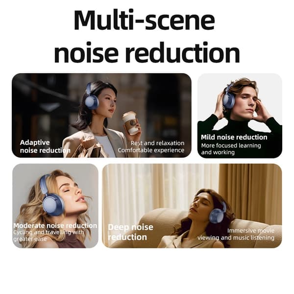 Trådløse PC-spillhodetelefoner med støydempende over-ear Bluetooth-hodetelefoner – blå Blue