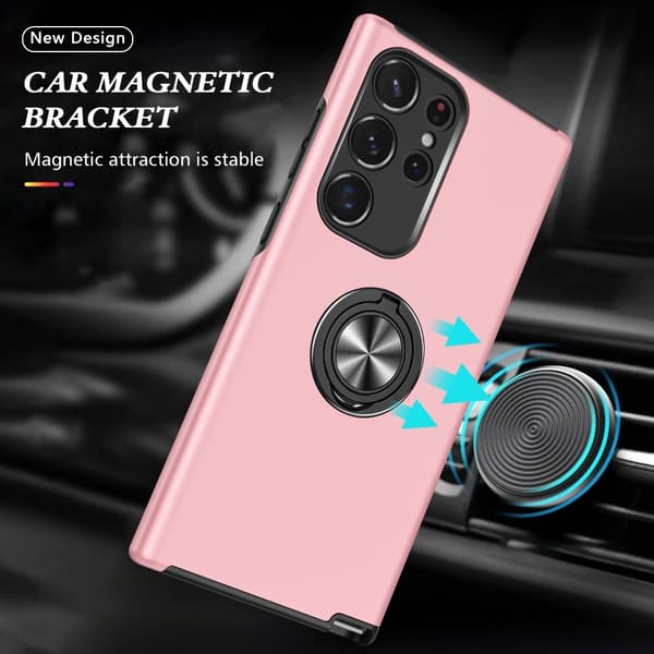 Til Samsung Galaxy S25 Ultra Hybrid Deksel Med Fingerring Pink