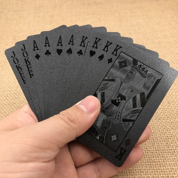 54kpl vedenpitävät muoviset mustat geometriset takapokerikortit Black