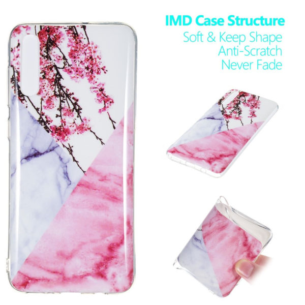 Marble Pattern IMD TPU Soft Back Case for Samsung Galaxy A70 - Style I Black