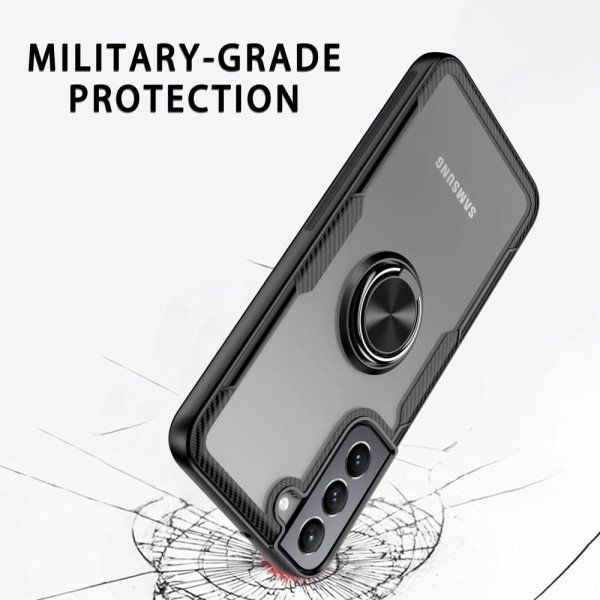 Samsung Galaxy S22+ Fingerring Kickstand Hybrid Taske - Sort Black