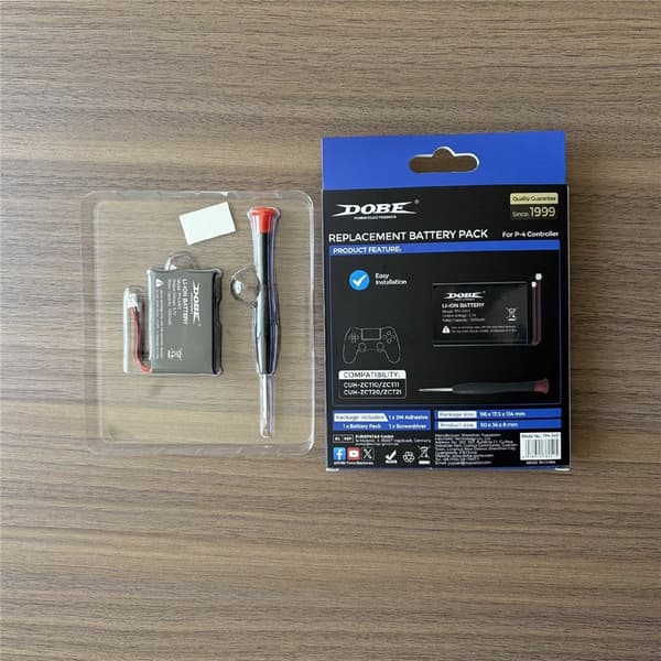 Batteri til Sony PlayStation 4 spilcontroller 1500mAh Li-ion med skruetrækker Black