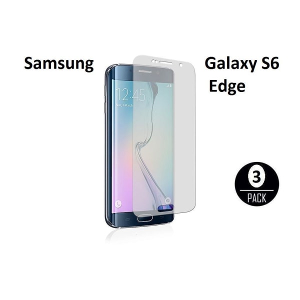 3 skærmbeskyttere til Samsung Galaxy S6 Edge + Renseklud Transparent