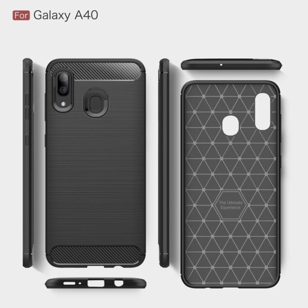 Samsung Galaxy A10 Carbon Fiber Texture Harjattu TPU- case - musta Black