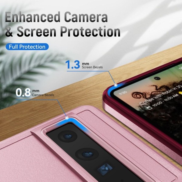 Google Pixel 7 Pro Stødsikker TPU+PC Kickstand Telefonetui Bilmonteret Metalplade - Lyserød Pink