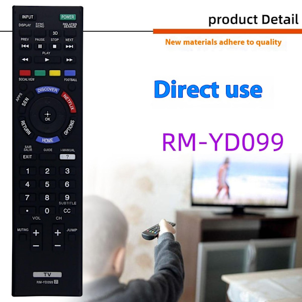 Fjernkontrollerstatning for RM-YD099 For Sony TV Black