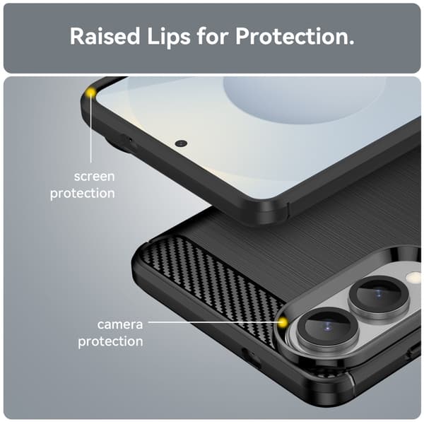 Til Samsung Galaxy S25 Edge Karbonfiber Teksturdeksel - Svart Black