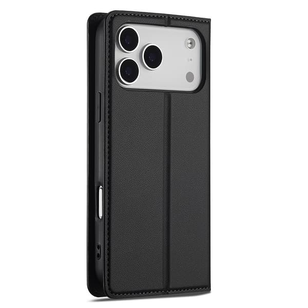 LC.IMEEKE Telefonlommebokdeksel med støtteben til iPhone 18 Pro / 17 Pro Black