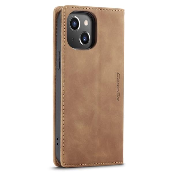 CASEME Retro tegnebog taske til iPhone 14 Plus - Lysebrun Brown