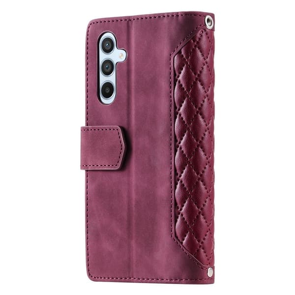 För Samsung Galaxy S26+ 5G Zipper Wallet Case Rhombus Telefonfodral Röd