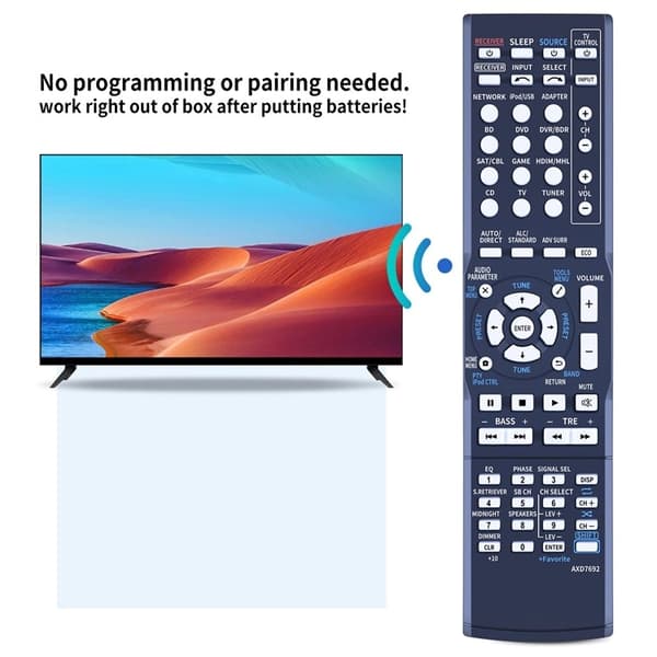 Fjernkontroll Utskiftning for AXD7692 for Pioneer AV-receiver Stereo System Black