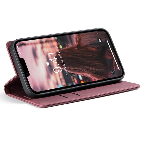 CASEME Retro lompakkokotelo iPhone 15 - Punainen Red