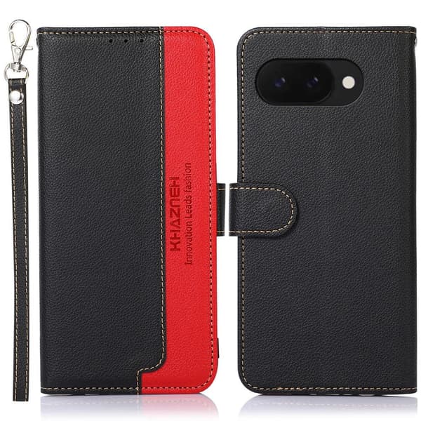 KHAZNEH Til Google Pixel 9A Pung Etui Litchi Struktur Telefoncover Black