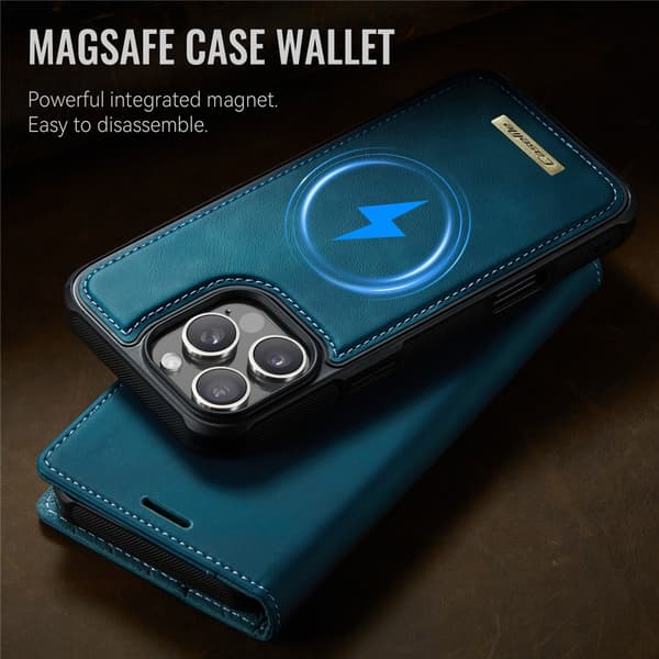 CASEME Til iPhone 16 Pro Lommebokdeksel Magnetisk Avtakbar RFID Beskyttelse Blue