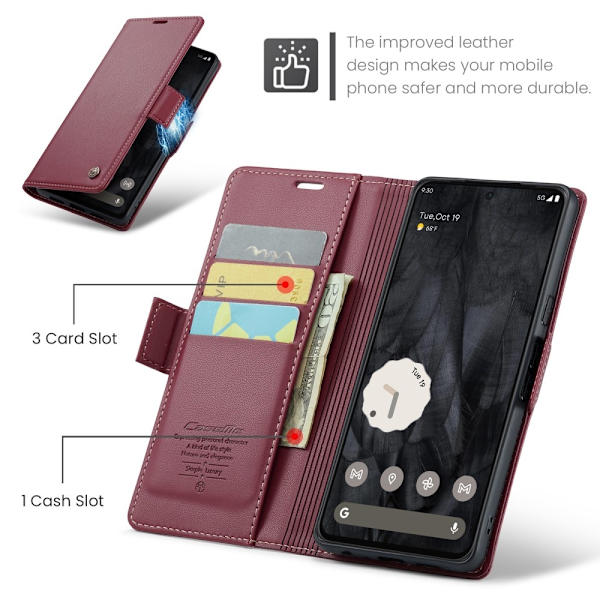 CASEME Retro Lompakkokotelo Pixel 8 Pro Red
