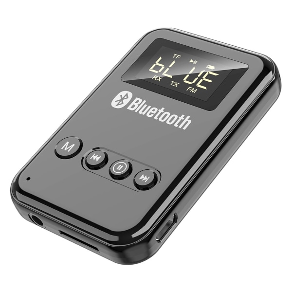 2-i-1 Bluetooth 5.0-modtagersender RCA 3,5 mm AUX FM-adapter Black