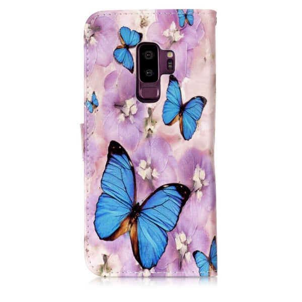 Samsung Galaxy S9 Plus Lommebok-deksel - Blå Sommerfugl og Blomst Multicolor