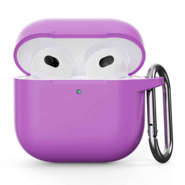 För AirPods 4 Silikonfodral Integrerat Bluetooth-hörlursskydd med krok - Lila Lila