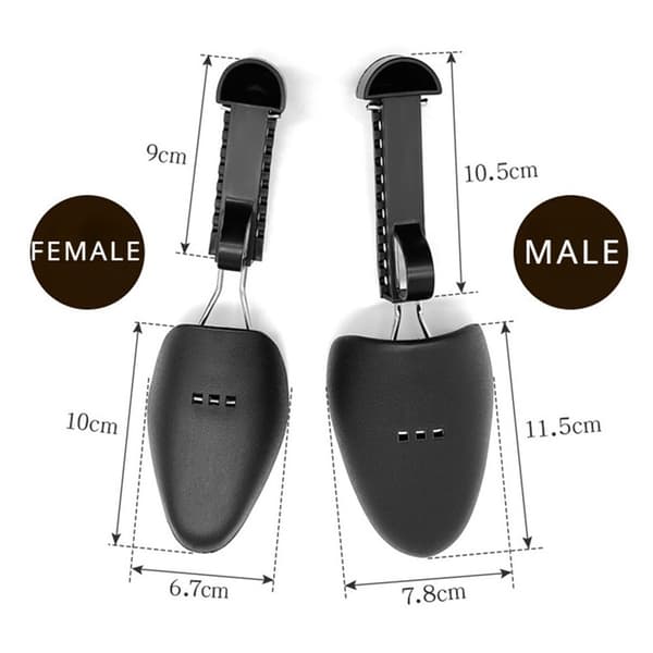 2stk justerbar plastsko Skoblok Shoe Extender størrelse - mand Black
