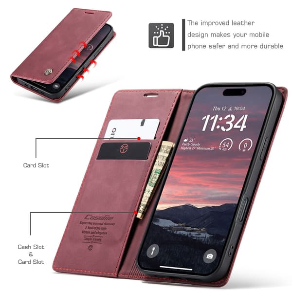 CASEME Retro lompakkokotelo iPhone Air Red