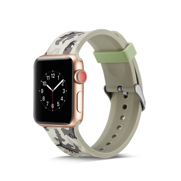 Silikon klokkerem til Apple Watch 4 44mm, 3/2/1 42mm - grå kamuflasje Multicolor