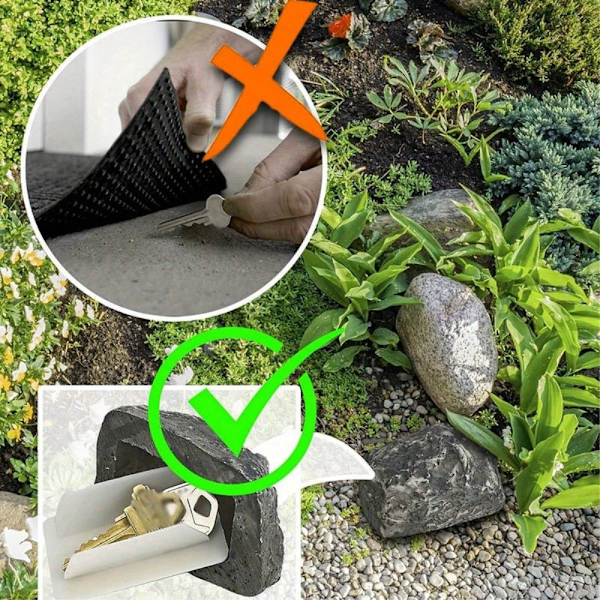 Realistisk sten reservenøgle Hides Key skjult opbevaringsboks Black