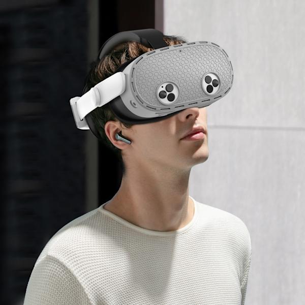 Meta Quest 3S -suojakotelolle, VR-kuulokemikrofonille, silikonisuoja - Harmaa Grey