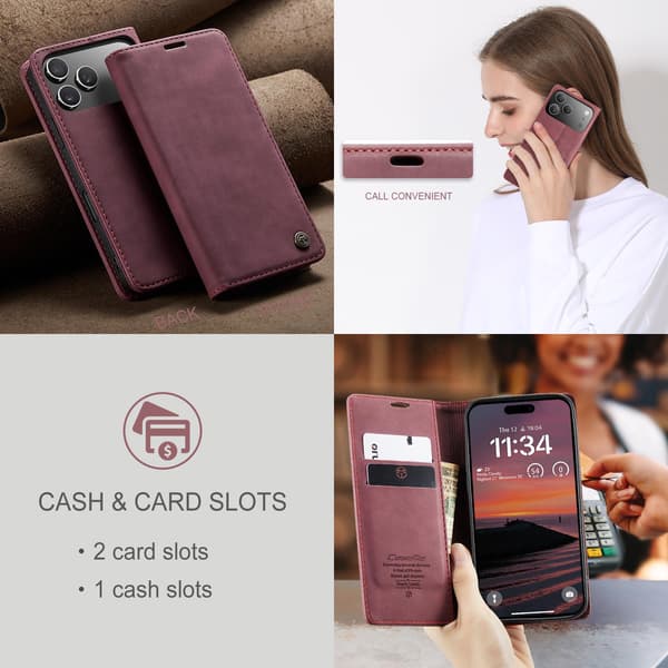 CASEME Retro lompakkokotelo iPhone 17 Pro Red