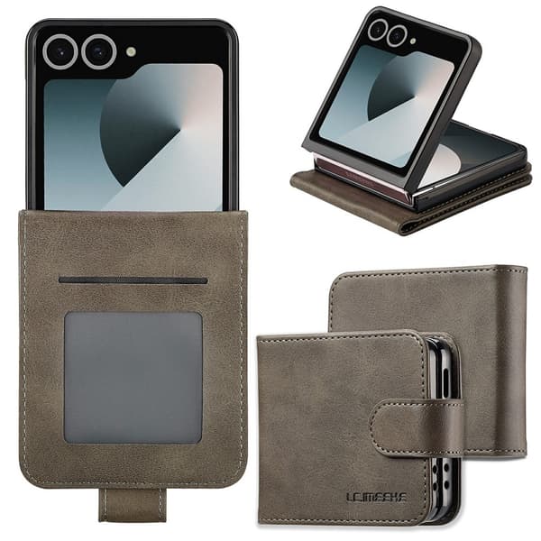 LC.IMEEKE Telefondeksel med kalveskinntekstur til Samsung Galaxy Z Flip8 Grey