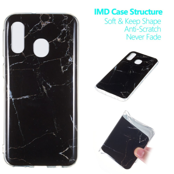 Marble Pattern IMD TPU Soft Back Case for Samsung Galaxy A40 - Style A Black