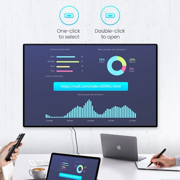 Wireless Presenter Oppladbar multifunksjonsfjernkontroll laserpeker Black