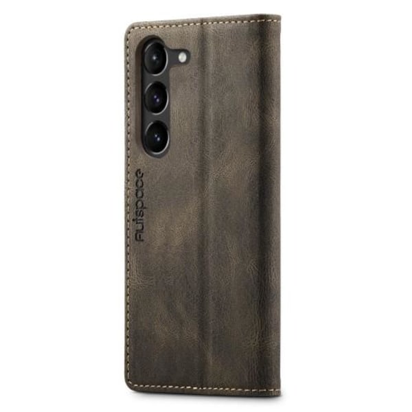 AUTSPACE A01 Retro tegnebog taske til Samsung Galaxy S23+ (Plus) Brown