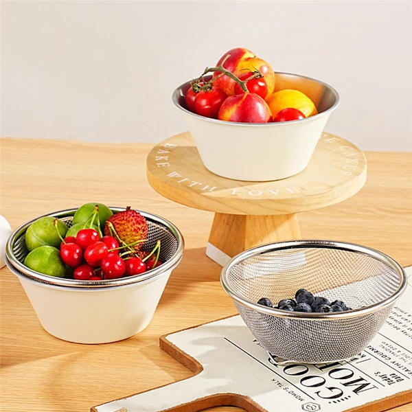 14 cm si med skål Si i rustfrit stål Silver