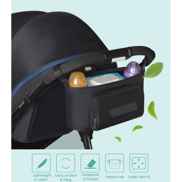Barnvagnsväska praktisk väska till barnvagnen - Svart Svart