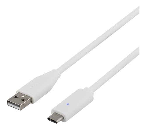 DELTACO USB 2.0 -kaapeli, tyyppi C - tyyppi A uros, 2 m, valkoinen White