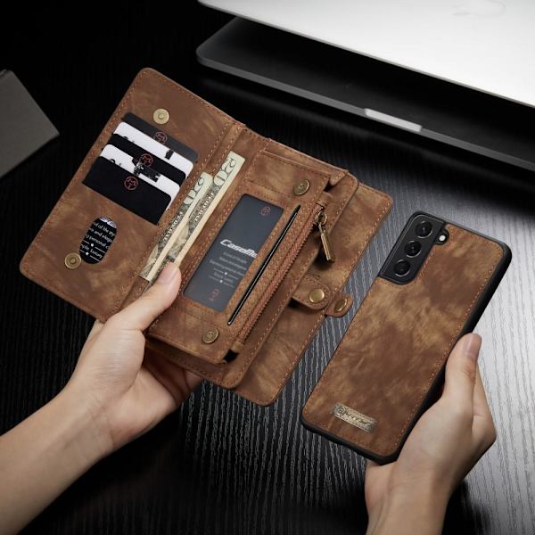 CASEME Samsung Galaxy S21+ (Plus) Retro läder plånboksfodral Brun Brun