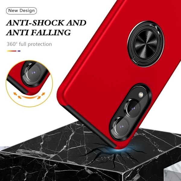 Til Samsung Galaxy S25 Edge Hybrid Deksel Med Fingerring Red