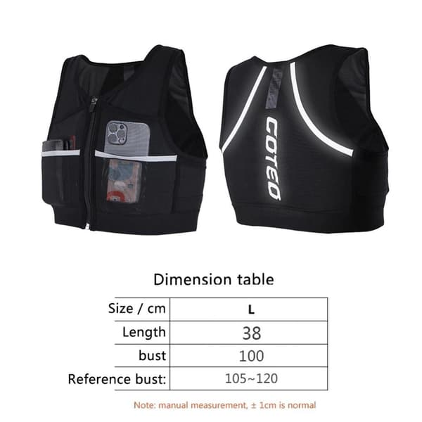 Hydreringsløpevest Vest Reflex Lommesykkelløp Maratonfotturer Black