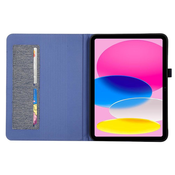 Apple iPad 10.9 2022 Vikbart fodral korthållare Tygtextur - Blå Blå