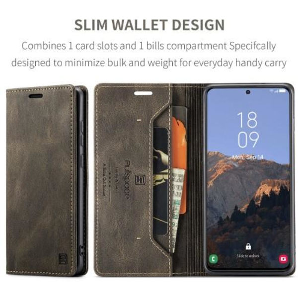 AUTSPACE A01 Lommebok-deksel Samsung Galaxy S23+ (Plus) - Kaffe Brown