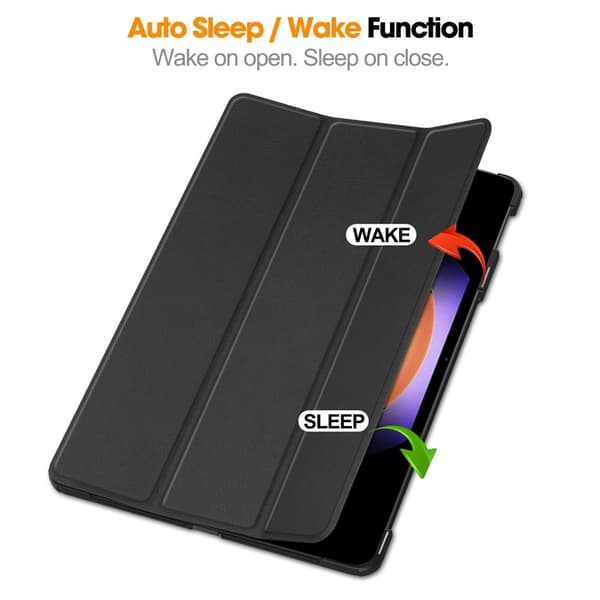 For Xiaomi Pad 6S Pro 12.4 Etui Tri-fold Stativ Auto Vekke / Sove Black