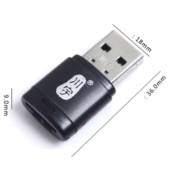 KAWAU Adapter USB 2.0 60MB/s TF-kortleser Minnekortleser Kortleser Black