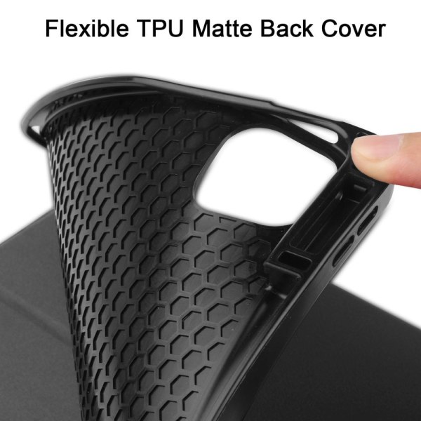 iPad 12.9" Pro 2021 Trifoldet Stand Tabletetui Cover - Sort Black