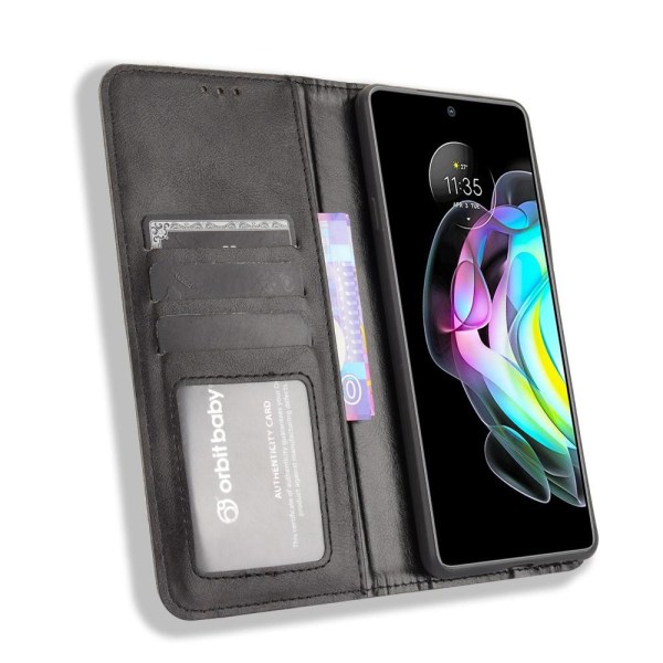 Wallet Stand Flip -puhelinkotelo Motorola Edge 20: lle - musta Black